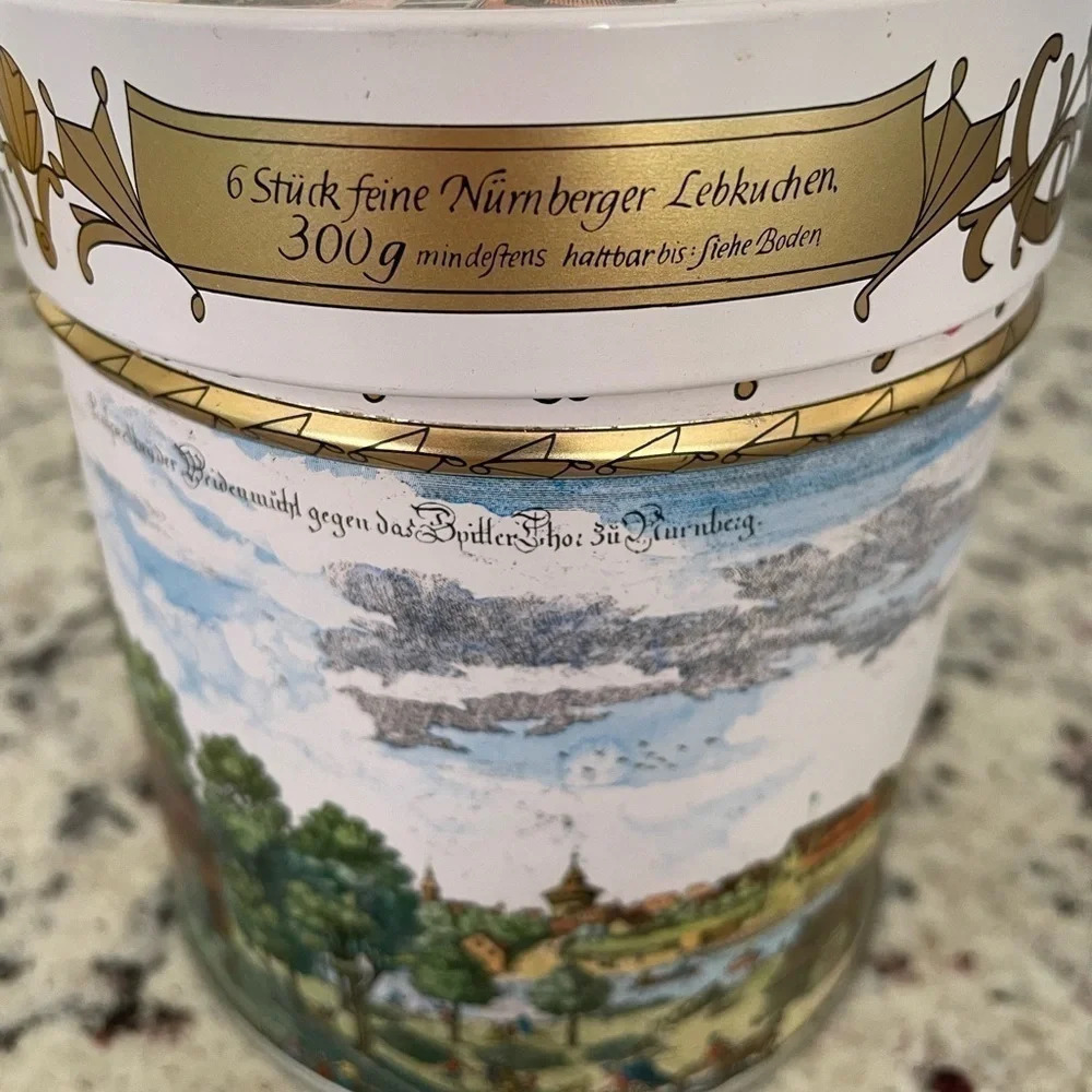 Vintage German Round Tin Canister Advertising E Otto Schmidt.